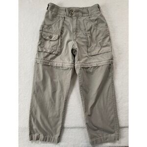 VTG Cabela's Convertible Cargo Pant Mens 33x28 Gray Cotton Canvas Zip Off Hiking